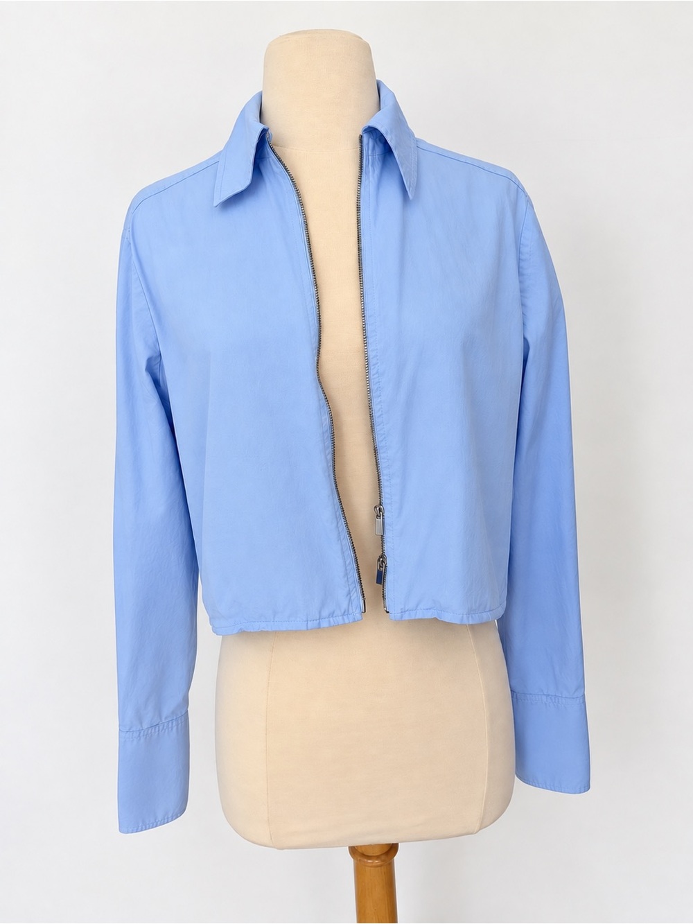 A.L.C. Jill Cropped Cotton Zip Top Sky Blue Size 4
